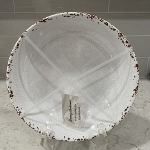 Set 4 Bowls Tommy Bahama White Rustic Crackle Melamine 9” Pasta Salad Bowl NEW